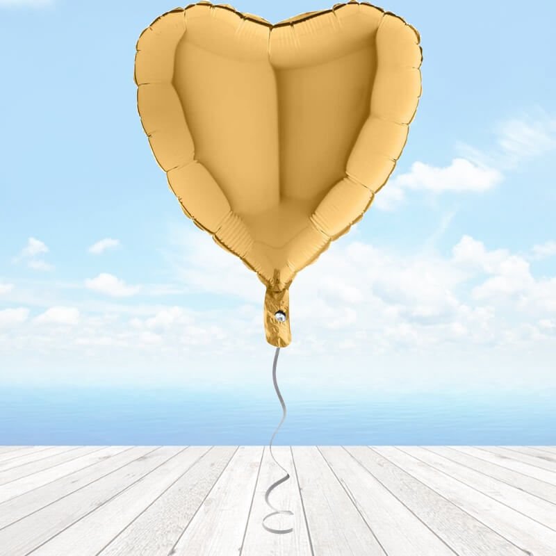 Kalp Folyo Balon, 45 cm - Altın