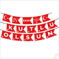 29 Ekim Cumhuriyet Bayramı Kutlu Olsun Flama - 2,70 mt