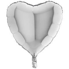 Kalp Folyo Balon, 45 cm - Gümüş