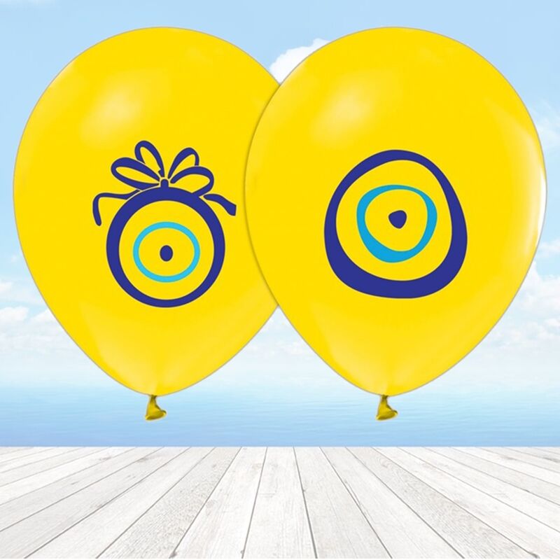 Nazarlı Sarı Balon - 10 Adet