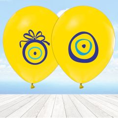 Nazarlı Sarı Balon - 10 Adet