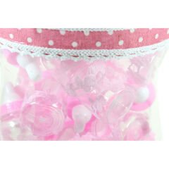 Süslü Büyük Kavanoz ve Biberon Seti, 30 Adet, Pembe