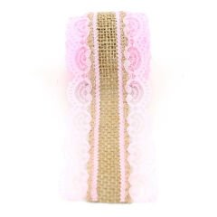 Dantelli Jüt Kurdele, 5,5 cm x 2 mt - Pembe