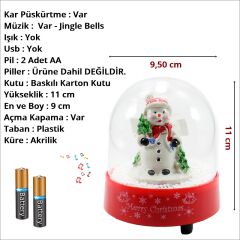 Kar Püskürten, Müzikli ve Pilli Kar Küresi - 11cm x 9,5cm MA