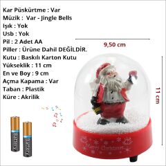 Kar Püskürten, Müzikli ve Pilli Kar Küresi - 11cm x 9,5cm MB