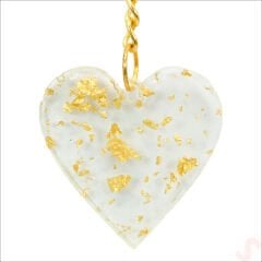 Kartlıklı Epoksi Kalp Anahtarlık, Altın - 1 Adet