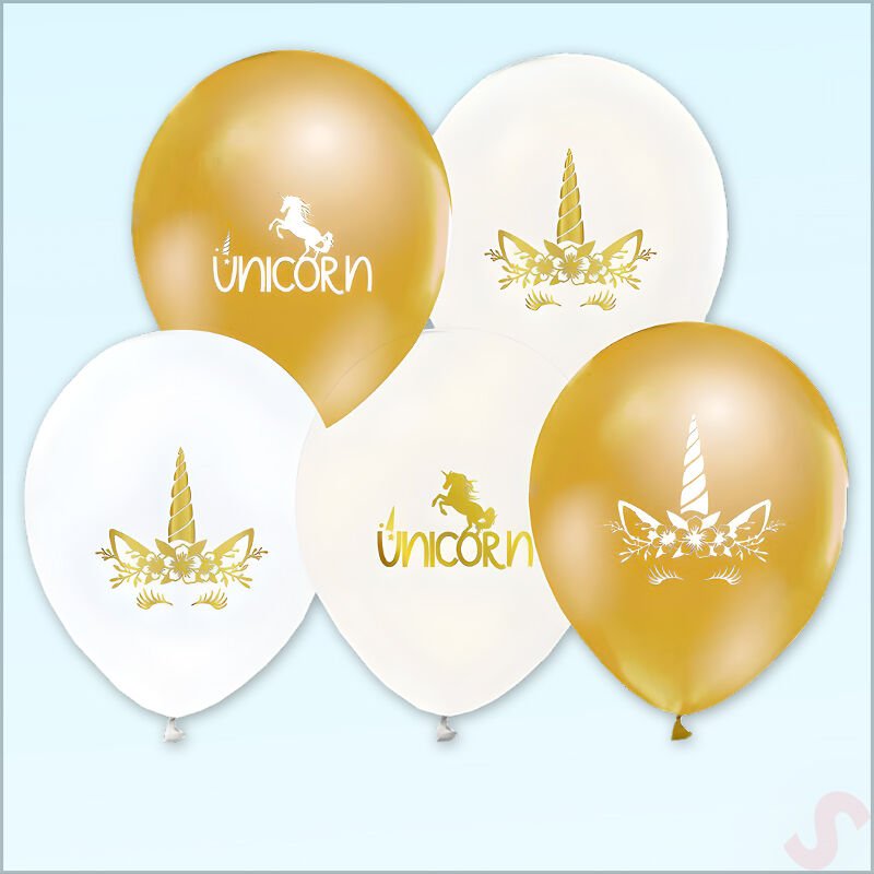 Unicorn Altın Balon - 30cm x 6 Adet