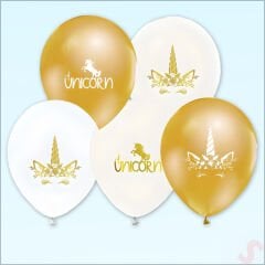 Unicorn Altın Balon - 30cm x 6 Adet