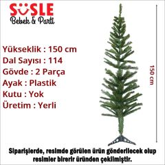 150 cm Yılbaşı Çam Ağacı - 114 Dallı ve Plastik Ayaklı