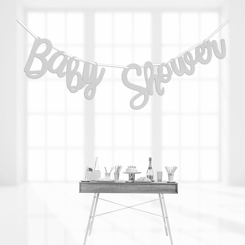 Baby Shower Simli İtalik Yazı - Gümüş