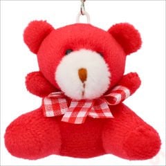 Pelüş Ayıcık Anahtarlık, 6,5 cm x 6,5 cm - Kırmızı