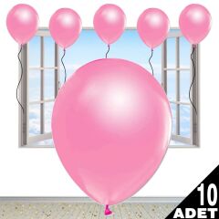 Metalik Parlak Balon, 10 Adet - Pembe