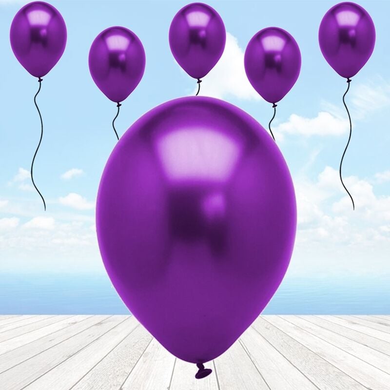 Metalik Parlak Balon, 10 Adet - Mor