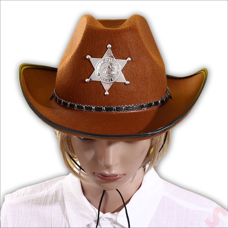 Kovboy Şerif Şapkası 36x26x14cm - Kahve