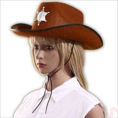 Kovboy Şerif Şapkası 36x26x14cm - Kahve