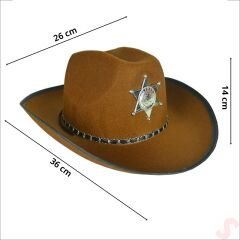 Kovboy Şerif Şapkası 36x26x14cm - Kahve