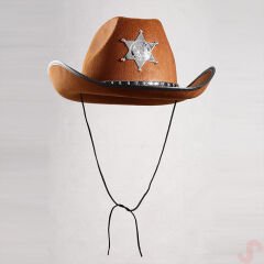 Kovboy Şerif Şapkası 36x26x14cm - Kahve