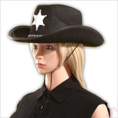 Kovboy Şerif Şapkası 36x26x14cm - Siyah