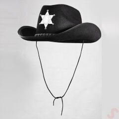 Kovboy Şerif Şapkası 36x26x14cm - Siyah