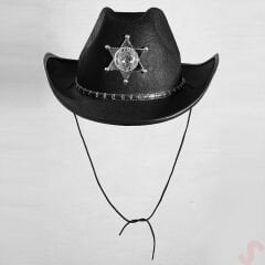 Kovboy Şerif Şapkası 36x26x14cm - Siyah