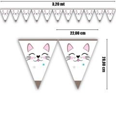 Miss Cat Üçgen Bayrak Flama - 3,20 mt.