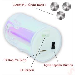 Erimiş MuM Görünümlü,Gökkuşağı Işıklı Pilli Led MuM, 8x3,6cmx3 Adet