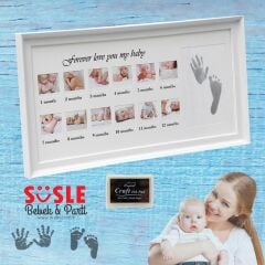 Bebek El ve Ayak İzli Resim Çerçevesi, 39cm x 21cm - 12 Ay