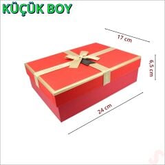 Fiyonklu Kutu Küçük Boy, 24 x 17 x 6,5 cm - Kırmızı