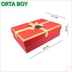 Fiyonklu Kutu Orta Boy, 29 x 21 x 9 cm - Kırmızı