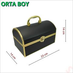 Metal Kulplu Sandık Kutu, 23 x 14 x 14 cm - Orta Boy