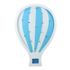 Mavi Uçan Balon, Pilli Led Işıklı Dekoratif Ahşap Pano