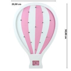Pembe Uçan Balon, Pilli Led Işıklı Dekoratif Ahşap Pano