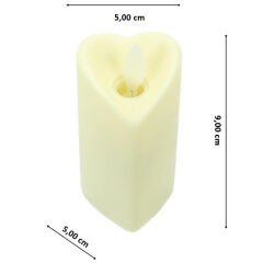 Hareketli Alev Pilli Led Kalp MuM, 9 cm x 5 cm - Krem