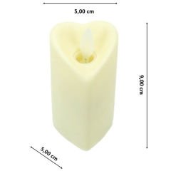 Hareketli Alev Pilli Led Kalp MuM, 9 cm x 5 cm - Krem