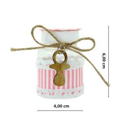 Çizgi Desenli Plastik Kavanoz, Pembe