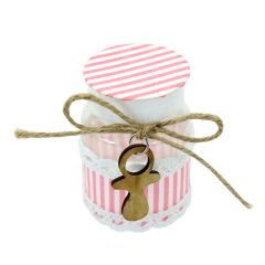 Çizgi Desenli Plastik Kavanoz, Pembe