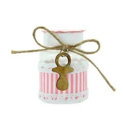 Çizgi Desenli Plastik Kavanoz, Pembe