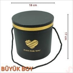 Silindir Kutu Büyük Boy, 18 cm x 17 cm - Siyah