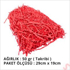 Zikzak Kırpıntı Kağıt Paketleme Dolgu Malzemesi, 50 gr - Kırmızı