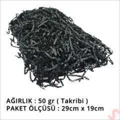 Zikzak Kırpıntı Kağıt Paketleme Dolgu Malzemesi, 50 gr - Siyah