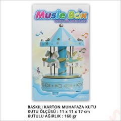 Atlı Karınca Müzik Kutusu, 17cm x 10cm - Mavi