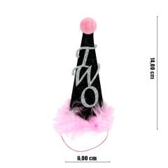 2 Yaş Ponponlu Two Kukuleta, 14cm x 6cm - Pembe