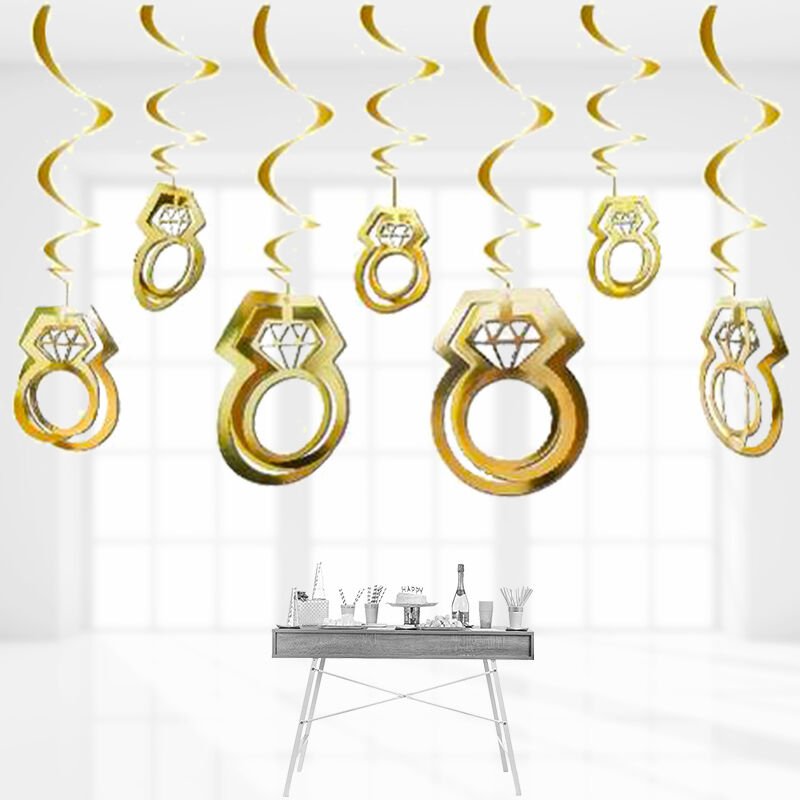 3 Boyutlu Spiralli Yüzük Tavan Süsü, 11 Adet - Altın
