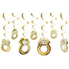 3 Boyutlu Spiralli Yüzük Tavan Süsü, 11 Adet - Altın