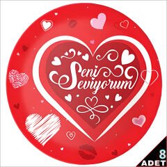 Seni Seviyorum Karton Tabak - 22cm x 8 Adet