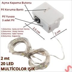 2 mt Multi Renk 20 Ledli Pilli Peri Led Işık