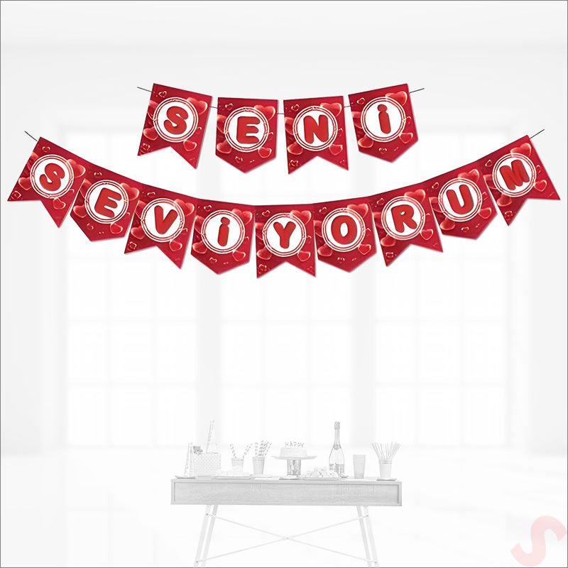 Seni Seviyorum Karton Banner, 190 cm
