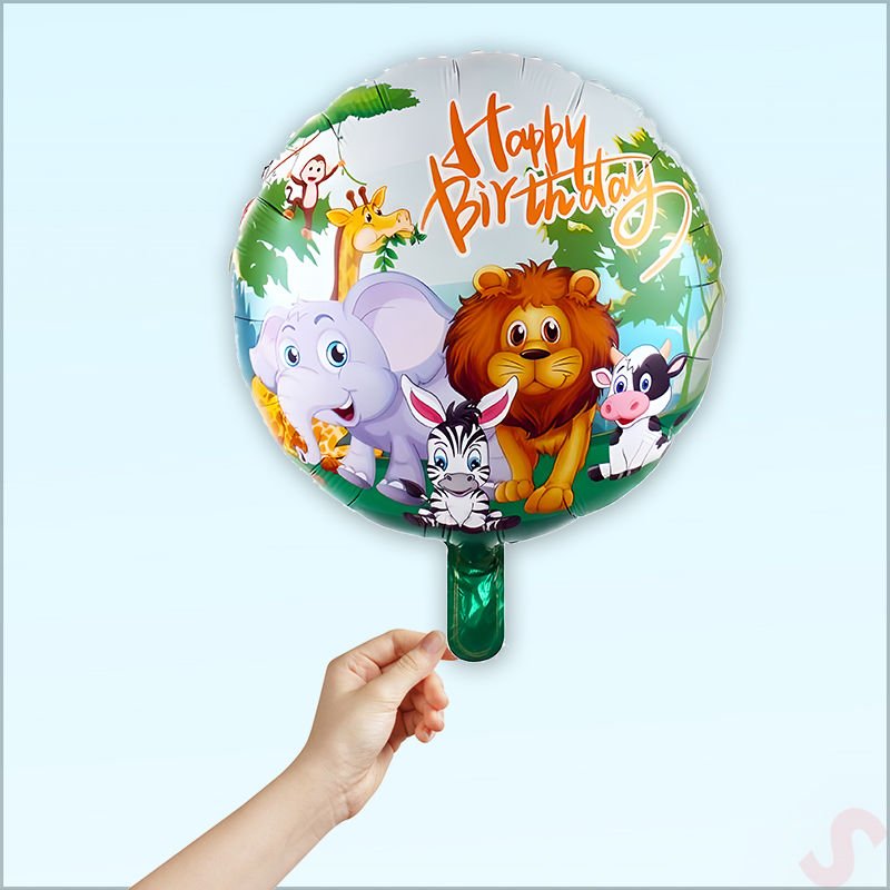 Safari Sevimli Hayvanlar, Happy Birthday Folyo Balon - 45 cm