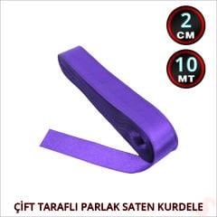 Saten Kurdele, 2cm x 10mt - Mor