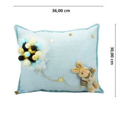 Takı Yastığı, Bubble ve Tavşan Süslemeli - Mavi